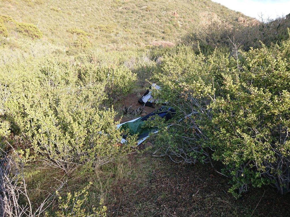  A sheltered but uneven campsite.  