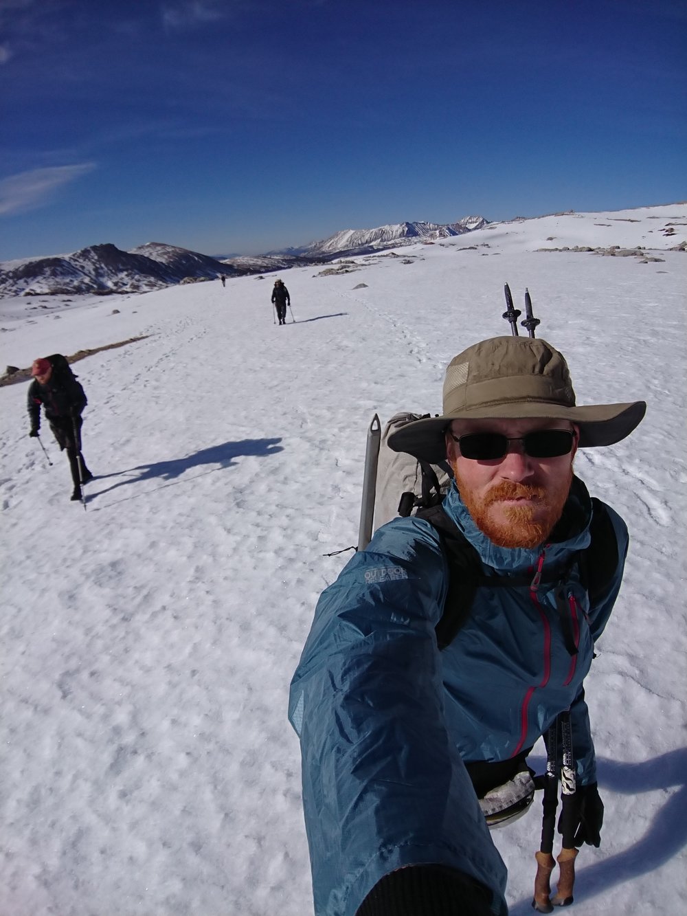  Crossing the snow on the way to Forester Pass 