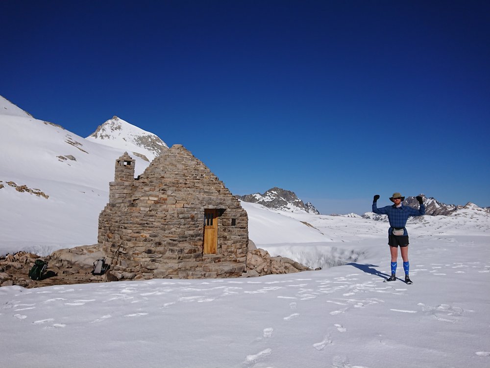  Celebrating reaching the top of the pass 