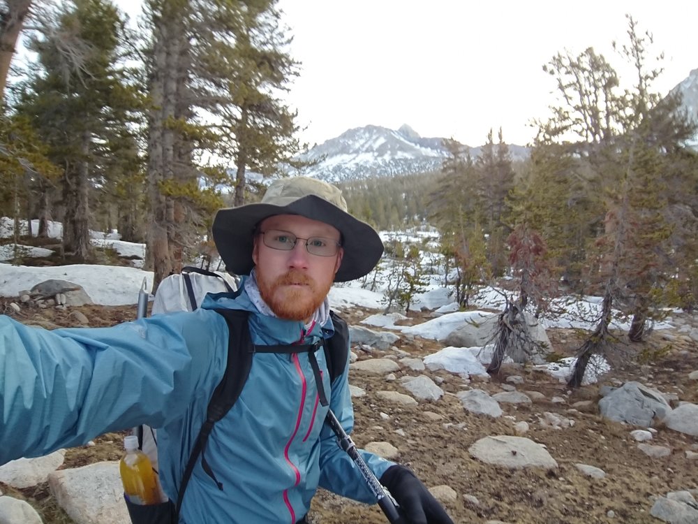  Early morning hiking between the snow patches 