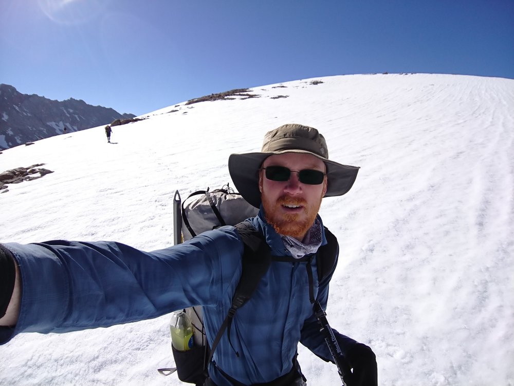  Walking towards the pass still firmly on snow 