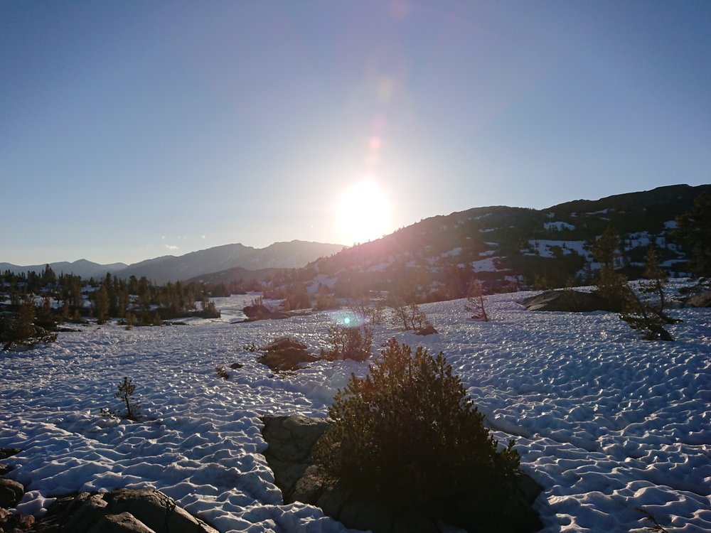  Snow field full of suncups after Dorothy Lakes Pass in the morning 