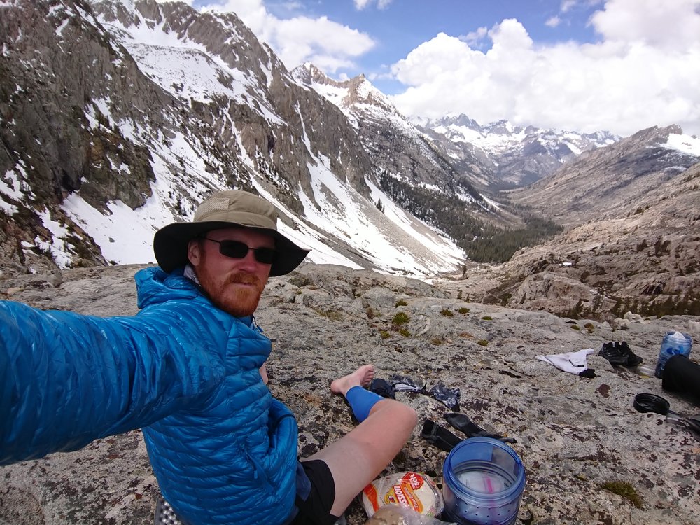  Our lunch spot with an absolutely amazing view of the snow free valley 