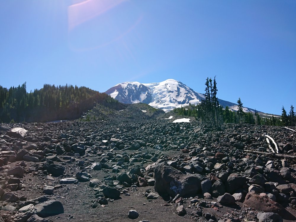 Mount Adams from a riverbed