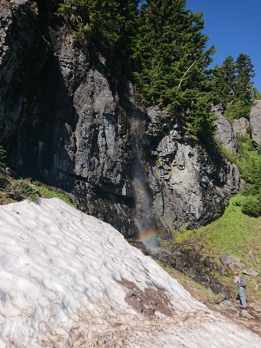 Small waterfall with rainbow near Chinook Pass 