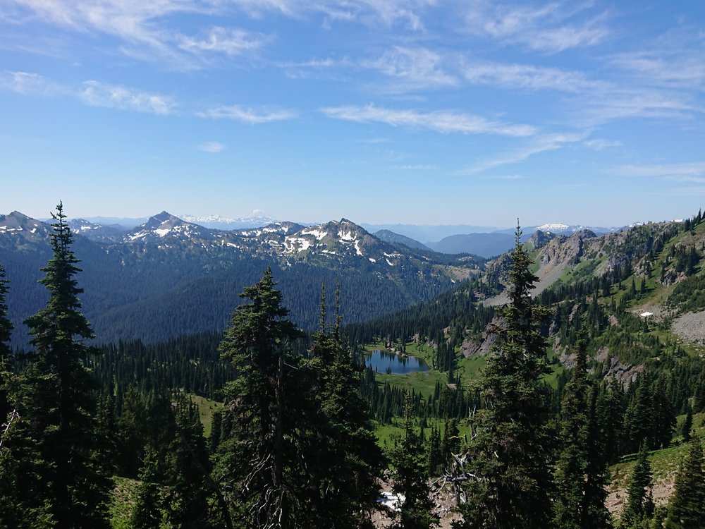  Looking back to Sheep Lake and Chinook Pass from the ridge 