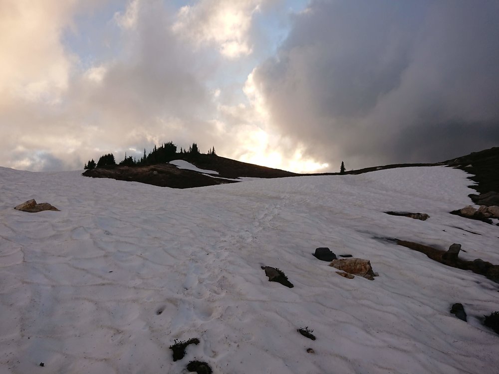  Quite a lot of snow walking this day, this was just before the top of the first climb in the early morning light 